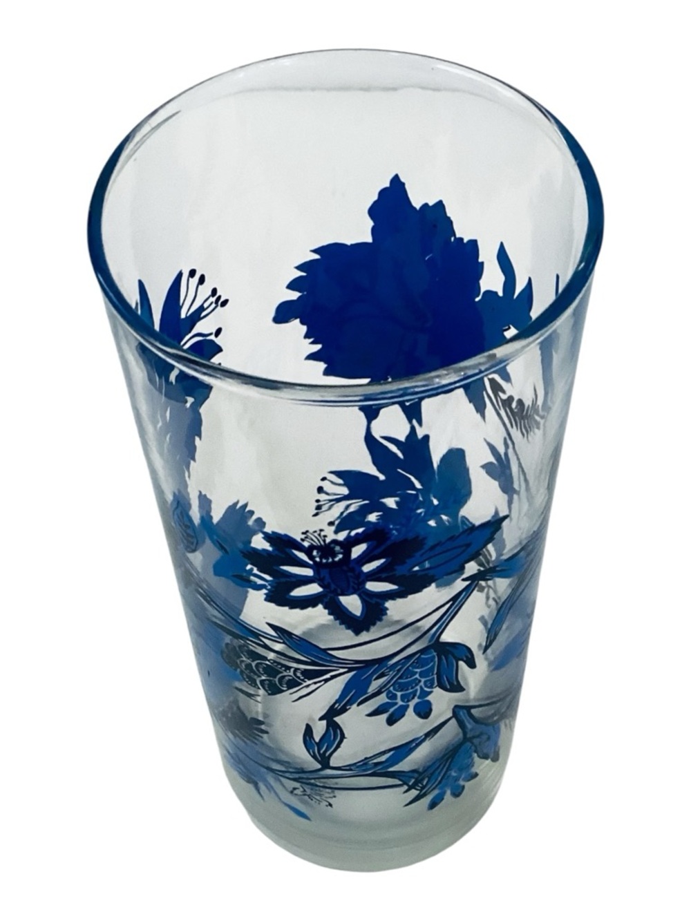 Royal Norfolk Blue Floral Iced Tea Glass 16 oz Vintage 1970s - Picture 3 of 5